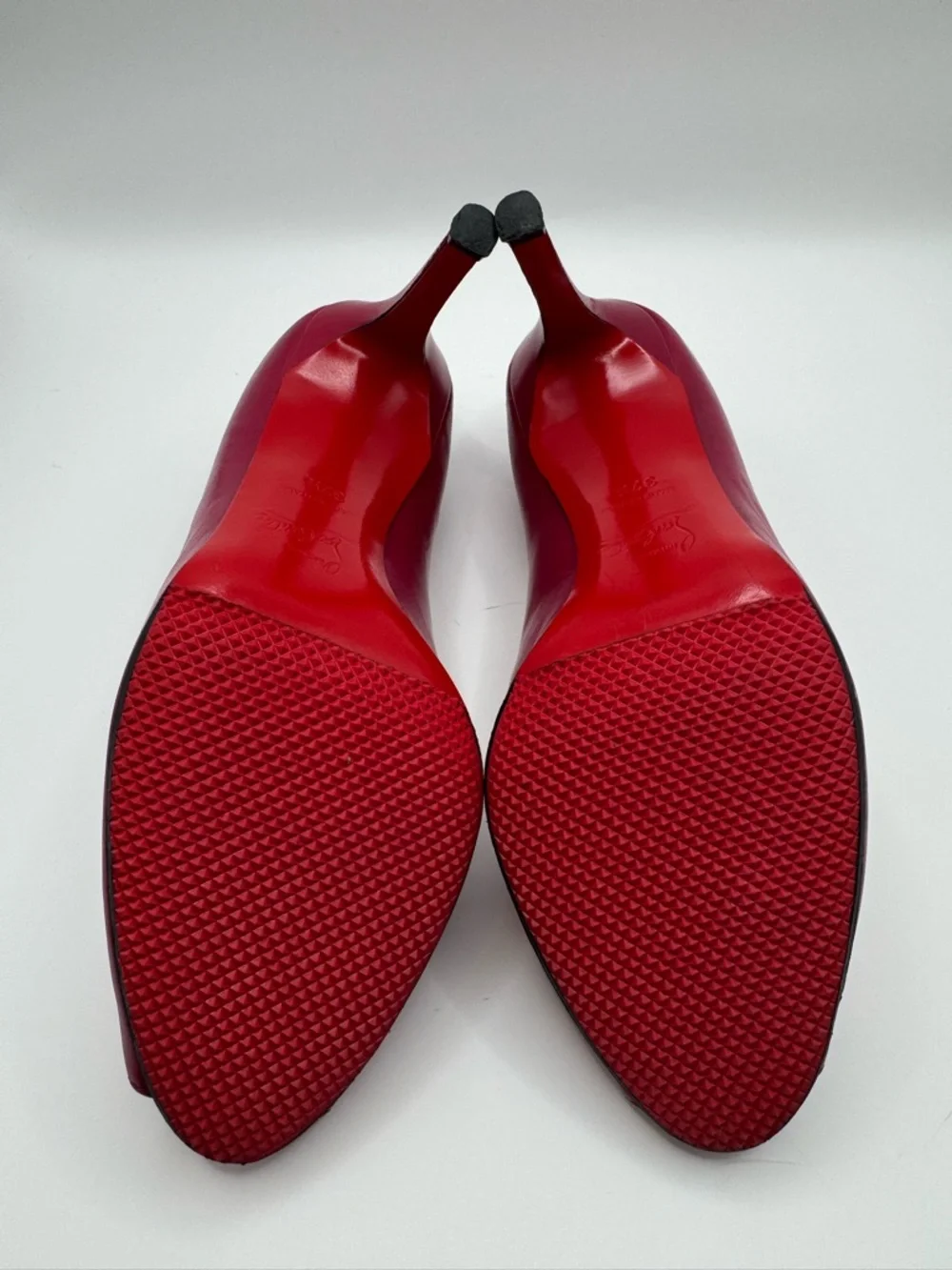 Christian Louboutin Very Privé 100 Peep-Toe Pump | Berry Leather | Size 37.5 - Picture 6 of 8